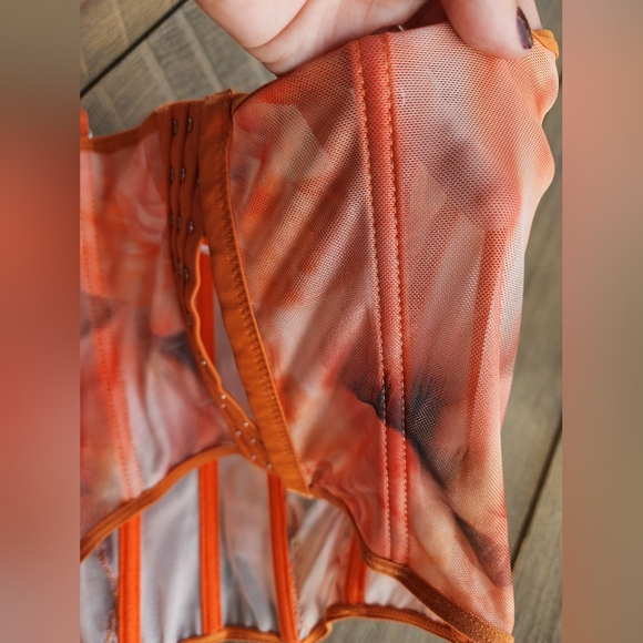Orange Colorful Sunset Tiw Die Corset Top Xs Unbranded - Picture 8 of 8